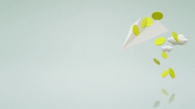 Hava uçak kağıt ve altın Render 3d.