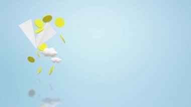 Hava uçak kağıt ve altın Render 3d.