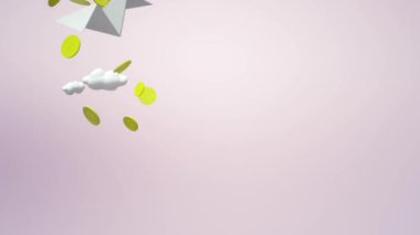 Hava uçak kağıt ve altın Render 3d.