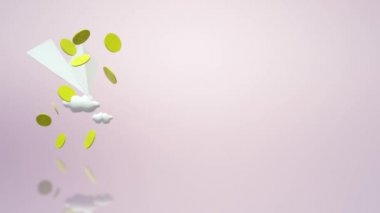 Hava uçak kağıt ve altın Render 3d.