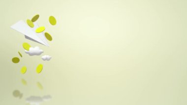 Hava uçak kağıt ve altın Render 3d.