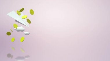 Hava uçak kağıt ve altın Render 3d.