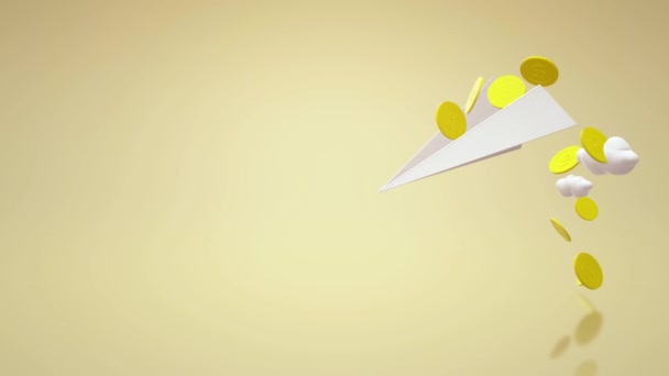 渲染飞机纸和金币 — 图库视频影像