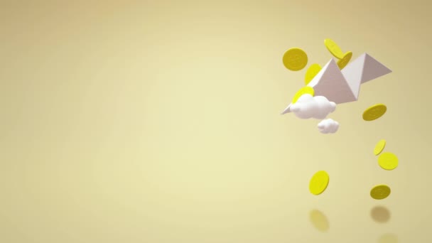 渲染飞机纸和金币 — 图库视频影像