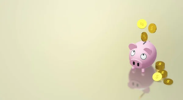 A moeda de banco Piggy 3D renderização para o conteúdo do dinheiro — Fotografia de Stock