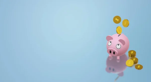 A moeda de banco Piggy 3D renderização para o conteúdo do dinheiro — Fotografia de Stock