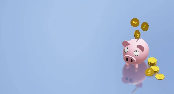 De Piggy bank van 3D-rendering van de munt voor geld inhoud — Stockfoto