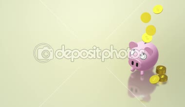Kumbara sikke 3d render para içerik için.