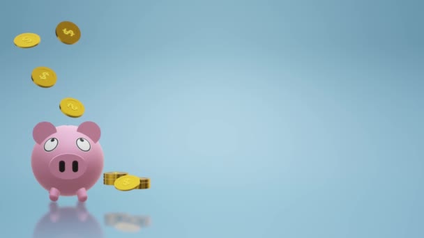 Трехмерная Рендеринг Монеты Банка Piggy Денежного Содержания — стоковое видео
