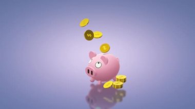 Kumbara sikke 3d render para içerik için.