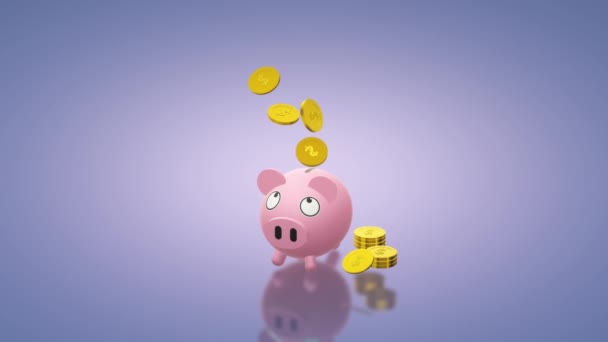 Piggy Bank Coin Rendering Money Content — Stock Video