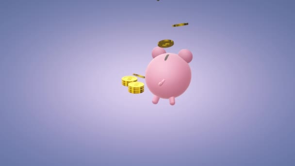 Moeda Banco Piggy Renderização Para Conteúdo Dinheiro — Vídeo de Stock