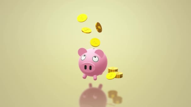 Die Sparschwein Münze Rendering Für Geld Inhalt — Stockvideo
