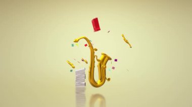 3d render saksafon caz müzik festivali içeriği.