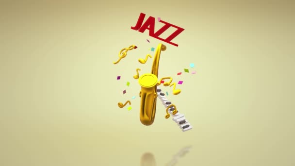 Contenuto Del Festival Musica Jazz Sassofono Rendering — Video Stock