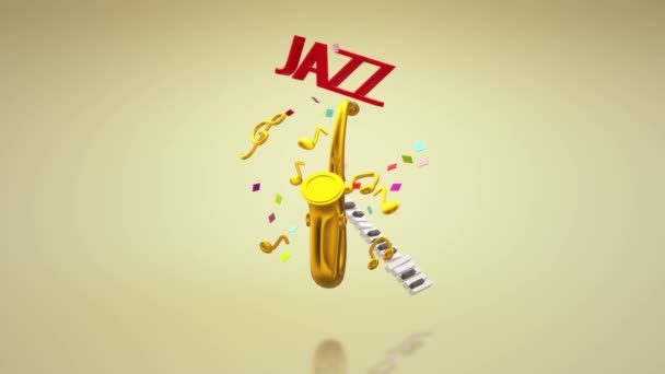 Contenuto Del Festival Musica Jazz Sassofono Rendering — Video Stock