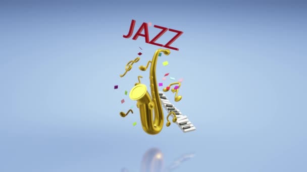 Contenuto Del Festival Musica Jazz Sassofono Rendering — Video Stock