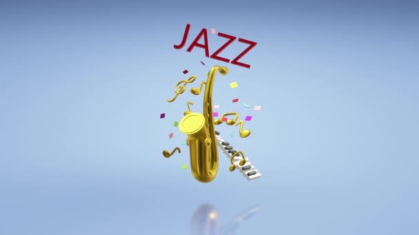 Contenuto Del Festival Musica Jazz Sassofono Rendering — Video Stock