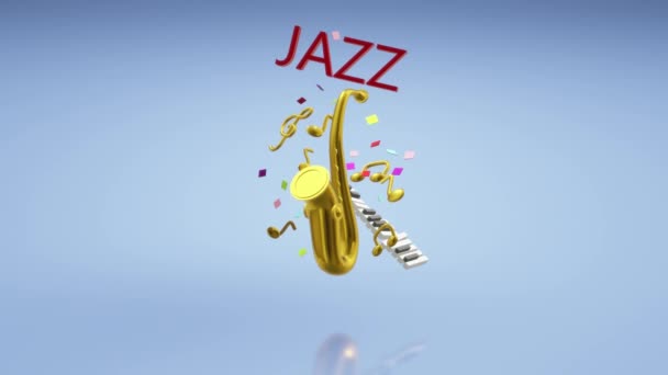 Contenuto Del Festival Musica Jazz Sassofono Rendering — Video Stock