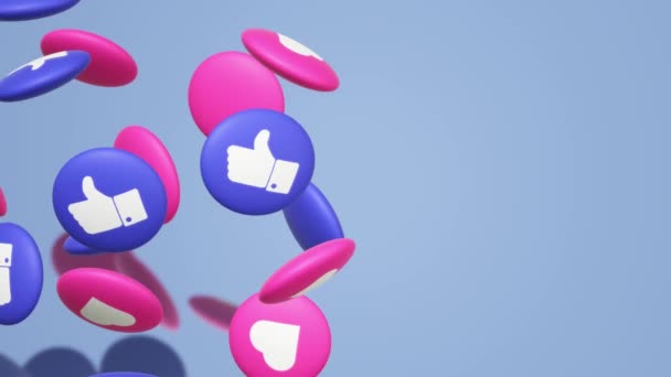 渲染拇指和心脏社交媒体图标 — 图库视频影像