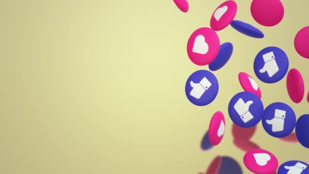 Renderowanie Kciuki Górę Serce Social Media Ikona — Wideo stockowe
