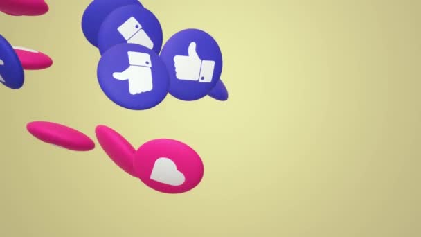 Візуалізація Thumbs Значок Серця Соціальних Медіа — стокове відео