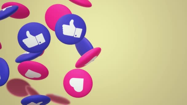 Rendering Pollici Icona Dei Social Media Cuore — Video Stock