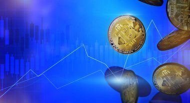 İş içeriği için cryptocurrency Bitcoin 3D Rendering.