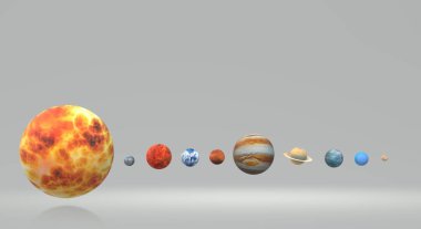 Bilim veya eğitim içeriği için Güneş evreni 3d render.
