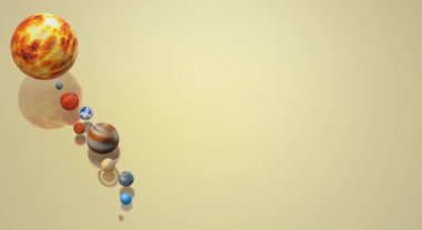 Bilim veya eğitim içeriği için Güneş evreni 3d render.