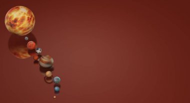 Bilim veya eğitim içeriği için Güneş evreni 3d render.