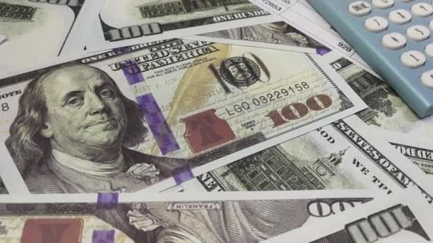 Filmación Primer Plano Billete 100 Dólares Para Contenido Empresarial — Vídeos de Stock