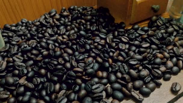 Coffee Beans Footage Camera Movement — Stock Video