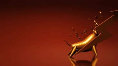 İş içeriği için 3d render altın boğa.