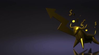 İş içeriği için 3d render altın boğa.