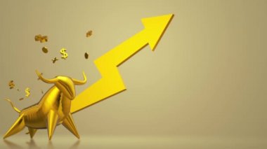 İş içeriği için 3d render altın boğa.