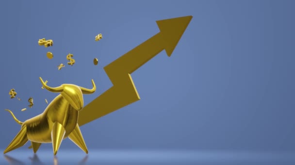 Touro Ouro Renderização Para Conteúdo Negócios — Vídeo de Stock