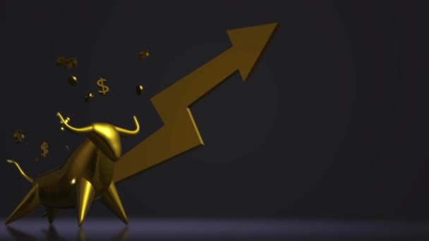 Touro Ouro Renderização Para Conteúdo Negócios — Vídeo de Stock