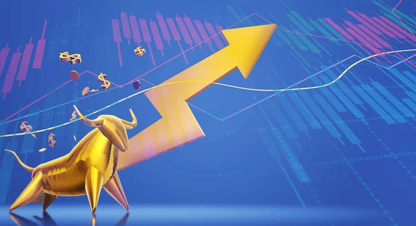  İş içeriği için 3d render altın boğa.