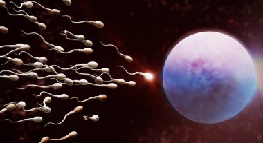 3d sperm ve yumurta hücre bilim içeriği render.
