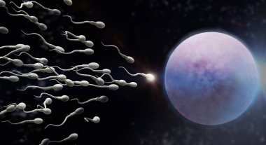 3d sperm ve yumurta hücre bilim içeriği render.