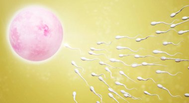 3d sperm ve yumurta hücre bilim içeriği render.