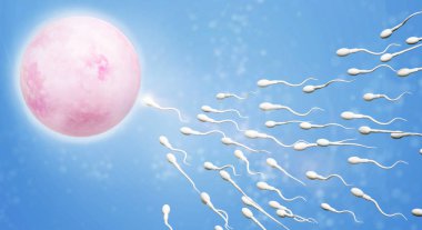 3d sperm ve yumurta hücre bilim içeriği render.