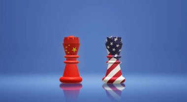 3d render kral satranç Çin vs Amerika Ticaret Savaşı kavramı.