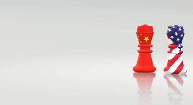 3d render kral satranç Çin vs Amerika Ticaret Savaşı kavramı.