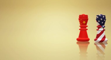 3d render kral satranç Çin vs Amerika Ticaret Savaşı kavramı.