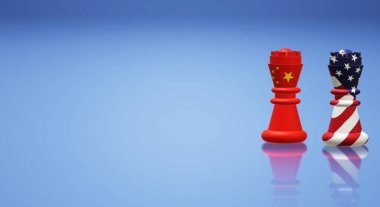 3d render kral satranç Çin vs Amerika Ticaret Savaşı kavramı.