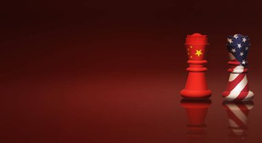 3d render kral satranç Çin vs Amerika Ticaret Savaşı kavramı.
