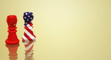 3d render kral satranç Çin vs Amerika Ticaret Savaşı kavramı.