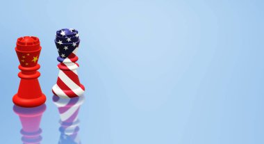 3d render kral satranç Çin vs Amerika Ticaret Savaşı kavramı.